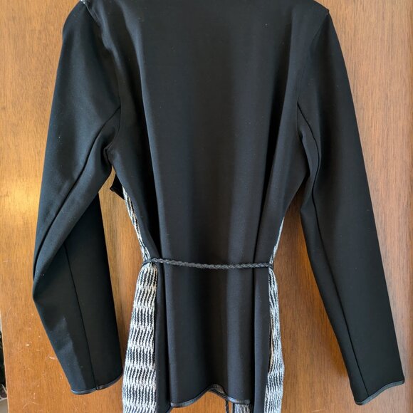 BYLYSE - Black & White - Leather-Belted Jacket - Picture 5 of 8